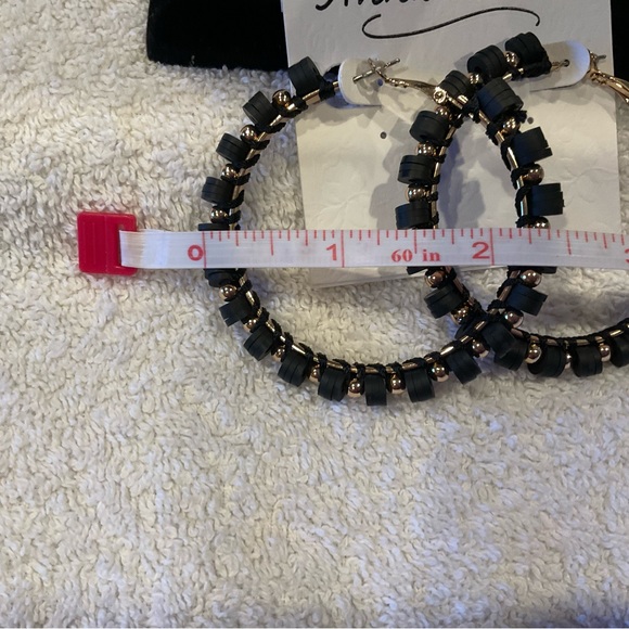 Earrings, Anna and Ava Black and Gold Bead Earrings, New with Tag - Picture 6 of 6